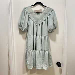 Light Green Lace Trim Dress